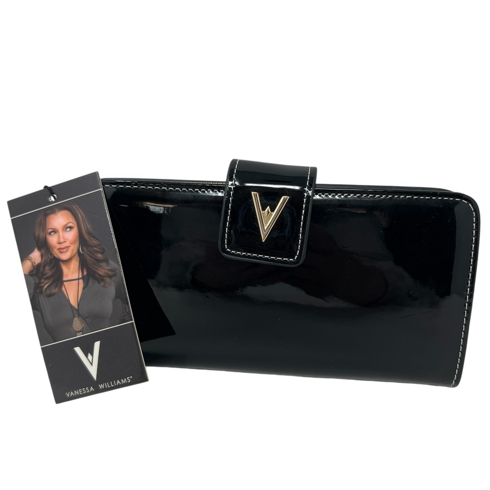 Vanessa Williams Black Patent Leather Wallet NEW‎ With Tag